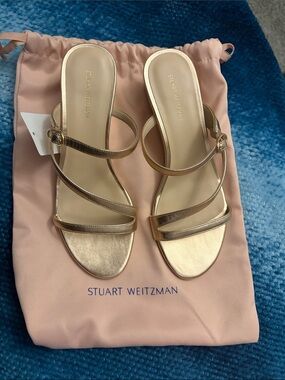 Stuart Weitzman Metallic Gold Strappy Sandal